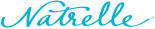  Blue italicized font that reads "Natrelle" 